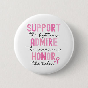 Macaron Rond 5 Cm Soutenez les combattants Ruban rose contre le canc