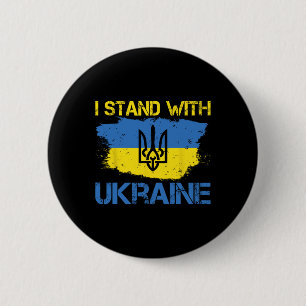Macaron Rond 5 Cm Soutenez l'Ukraine avec ce drapeau de l'Ukraine Je
