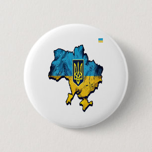 Macaron Rond 5 Cm Soutenez L'Ukraine - Carte De L'Ukraine Libre Avec