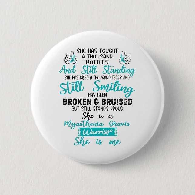 Macaron Rond 5 Cm Soutenez Myasthenia Gravis Guerrier Cadeaux (Devant)