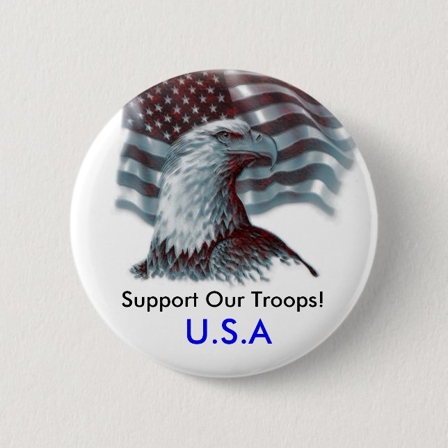 Macaron Rond 5 Cm Soutenez notre bouton de Troops/USA (Devant)