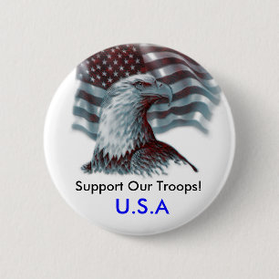 Macaron Rond 5 Cm Soutenez notre bouton de Troops/USA
