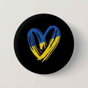 Macaron Rond 5 Cm Soutenir le drapeau ukrainien Cœur Anti-guerre Pai