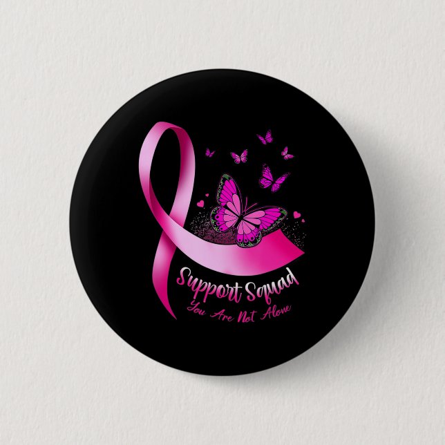 Macaron Rond 5 Cm Soutien aux papillons de femme Escadron Cancer du  (Devant)