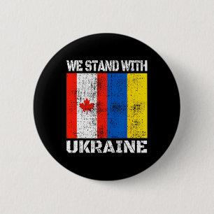 Macaron Rond 5 Cm Soutien Canadien Ukrainien Canada Nous Sommes Avec