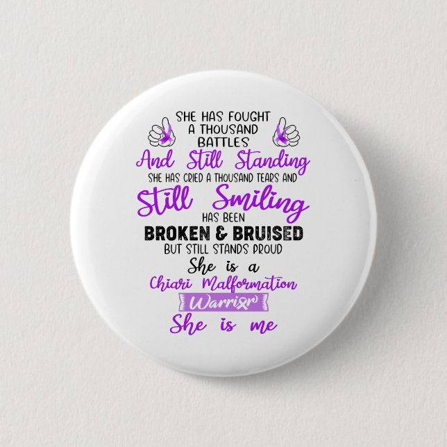 Macaron Rond 5 Cm Soutien Chiari Malformation Guerrier Cadeaux (Devant)