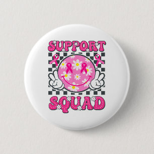 Macaron Rond 5 Cm Soutien du guerrier du cancer du sein Équipe du ca