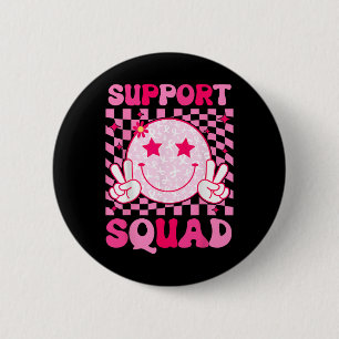 Macaron Rond 5 Cm Soutien du guerrier du cancer du sein Équipe du ca
