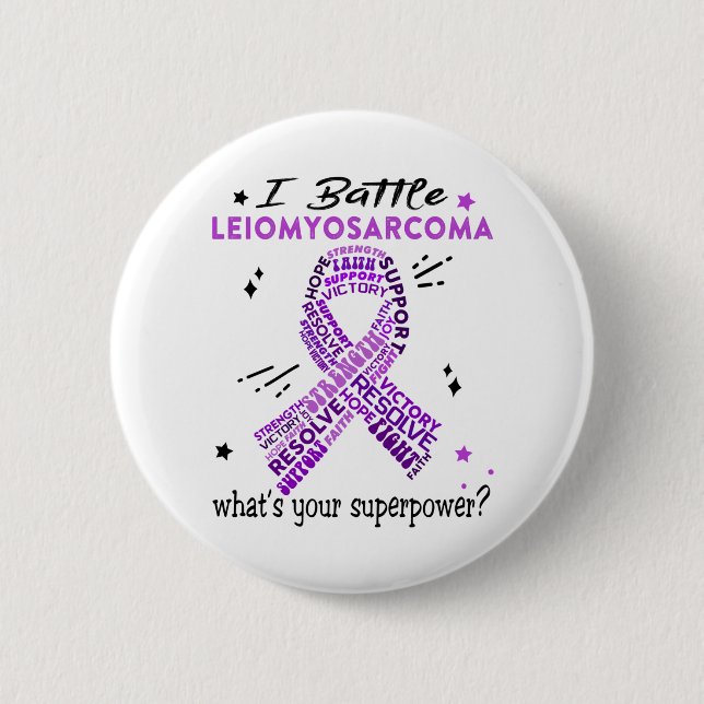 Macaron Rond 5 Cm Soutien Leiomyosarcoma Guerriers Cadeaux (Devant)