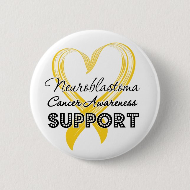 Macaron Rond 5 Cm Soutien Neuroblastoma Cancer Sensibilisation (Devant)