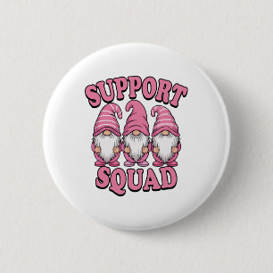 Macaron Rond 5 Cm Soutien Squad Cute Rose Gnome Cancer du sein