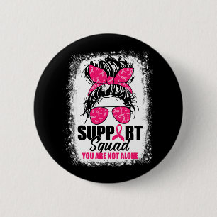 Macaron Rond 5 Cm Soutien Squad Messy Bun Guerrier Cancer du sein Aw
