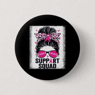 Macaron Rond 5 Cm Soutien Squad Messy Bun Pink Breast Cancer