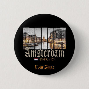 Macaron Rond 5 Cm Souvenir d'Amsterdam Netherlands