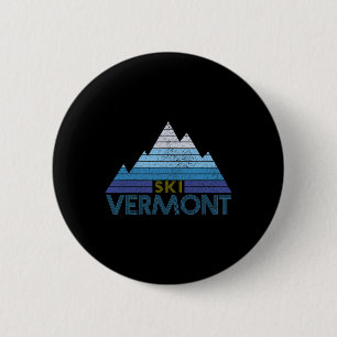 Macaron Rond 5 Cm Souvenir de ski du Vermont Sport de montagne vinta