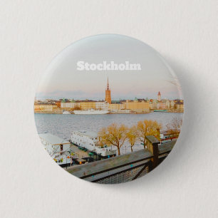 Macaron Rond 5 Cm Souvenir de Stockholm, Suède