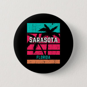 Macaron Rond 5 Cm Souvenir de vacances à Sarasota Floride Surf Vinta