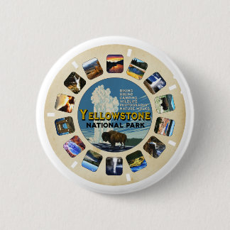 Macaron Rond 5 Cm Souvenir du parc national Retro Vintage Yellowston
