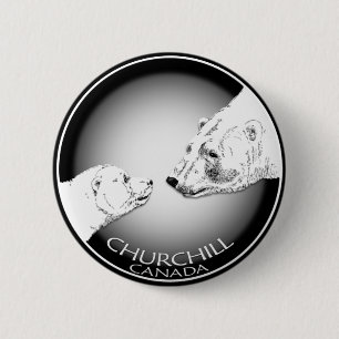Macaron Rond 5 Cm Souvenirs de Churchill Ours Polaire Chemises et Ca