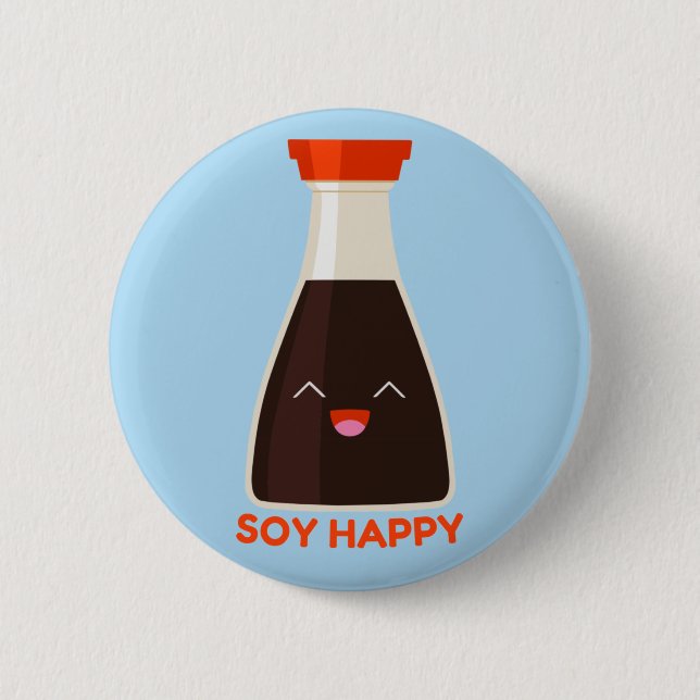 Macaron Rond 5 Cm Soy Happy Cute Soy Sauce Foodie (Devant)
