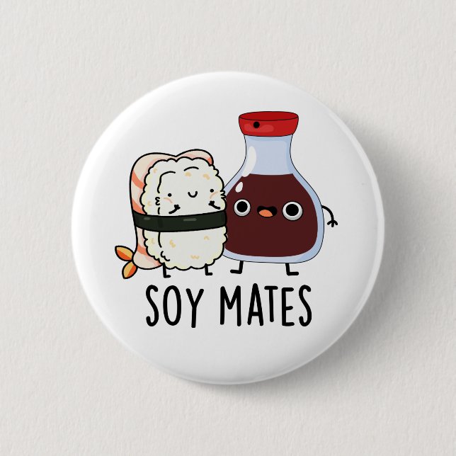 Macaron Rond 5 Cm Soy Mates Funny Soy Sauce Pun (Devant)