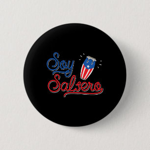Macaron Rond 5 Cm Soy Salsero - Danseuse de Salsa Boricua Porto Rico