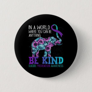 Macaron Rond 5 Cm Soyez gentil Elephant Tournesol Turquoise Purple R
