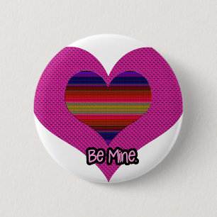 Macaron Rond 5 Cm Soyez le coeur arc-en-ciel Valentine de la mine