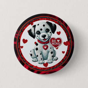 Macaron Rond 5 Cm Soyez Mineur Dalmatien Chiot Valentin Bouton