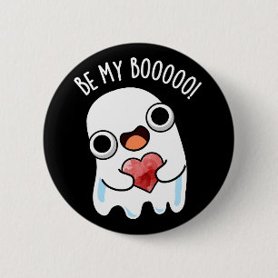 Macaron Rond 5 Cm Soyez Mon Boo Funny Ghost Pun Dark BG