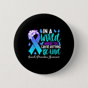 Macaron Rond 5 Cm Soyez Turquoise Violet Ribbon Prévention du suicid