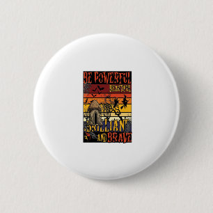 Macaron Rond 5 Cm Soyez un champignon d'Halloween puissant beau bril
