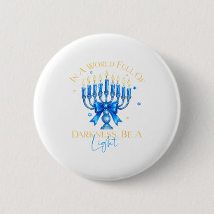 Macaron Rond 5 Cm Soyez une lumière Hanukkah heureux Menorah Cadeau 