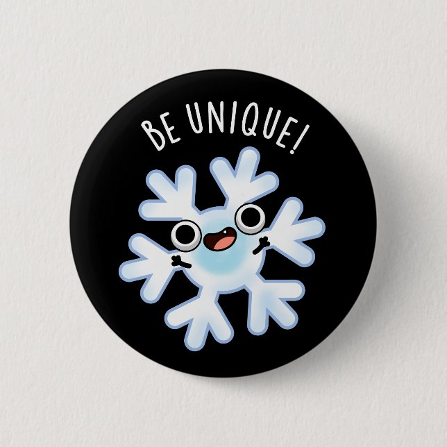 Macaron Rond 5 Cm Soyez unique Funny Snowflake Pun Dark BG (Devant)