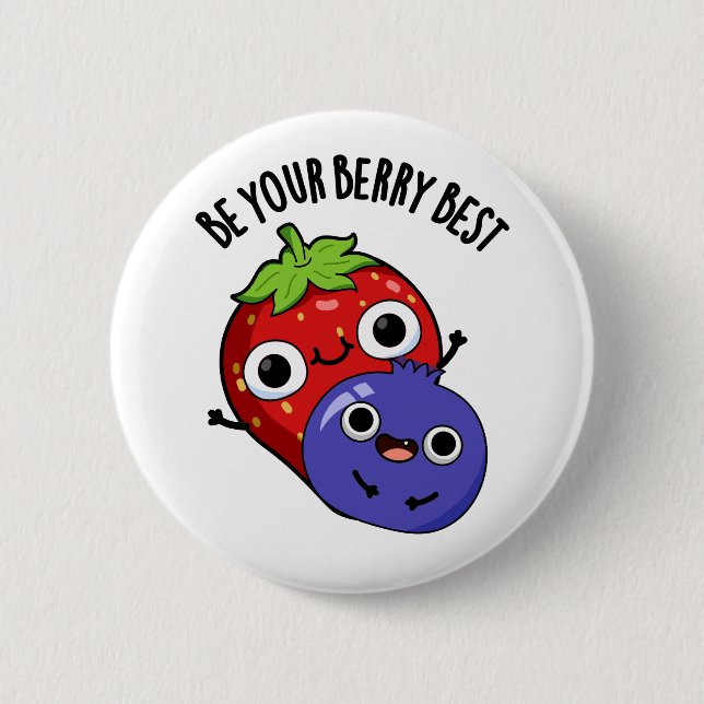Macaron Rond 5 Cm Soyez Votre Berry Meilleur Amusant Pun Fruit (Devant)