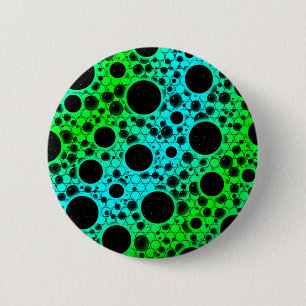 Macaron Rond 5 Cm Space Bubble Spots - Cyan/Vert