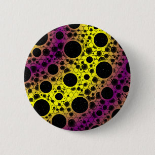 Macaron Rond 5 Cm Space Bubble Spots - Jaune/Violet