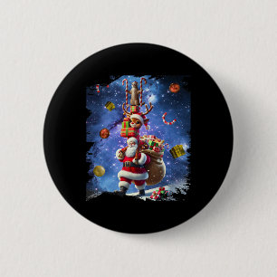 Macaron Rond 5 Cm Space Cat Riding Reindeer Et Père Noël Christmas