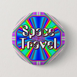 Macaron Rond 5 Cm Space Travel (vous pouvez modifier les mots)