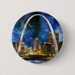 Macaron Rond 5 Cm Spacey St. Louis Skyline