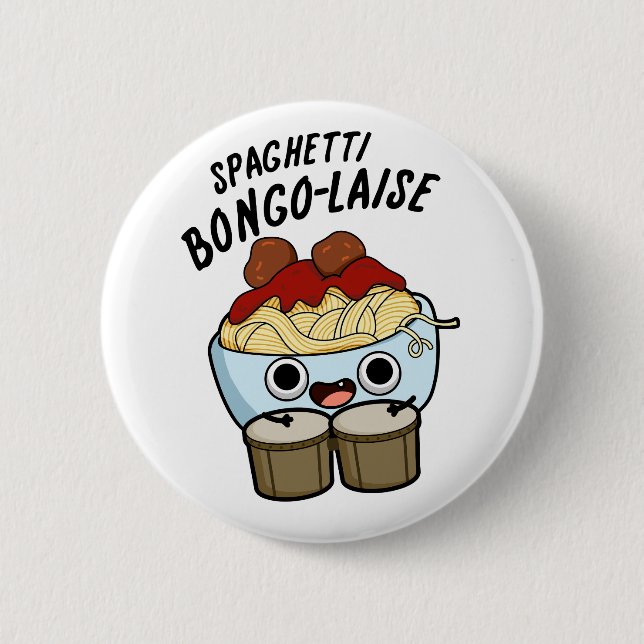 Macaron Rond 5 Cm Spaghetti Bongolaise Funky Food Pun (Devant)