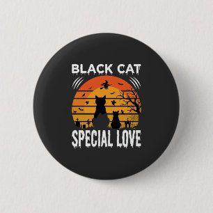 Macaron Rond 5 Cm Spécial Chat Noir Halloween Amour Design Gothique