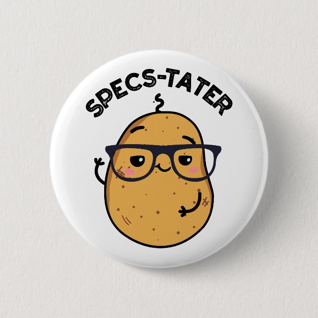 Macaron Rond 5 Cm Specs-tato Funny Potato Spectacle Pun (Devant)