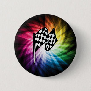 Macaron Rond 5 Cm Spectre de drapeau À damiers