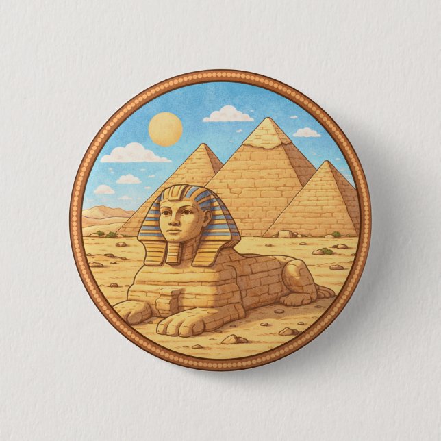 Macaron Rond 5 Cm Sphinx d'Égypte (Devant)