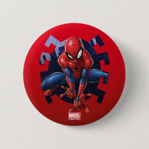 Macaron Rond 5 Cm Spider-Man Sortant De Spider Graphic