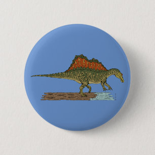 Macaron Rond 5 Cm Spinosaure de Dinosaure Crétacé