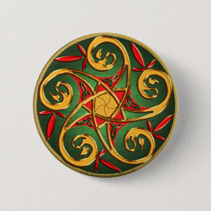 Macaron Rond 5 Cm Spirale celtique de pentagramme