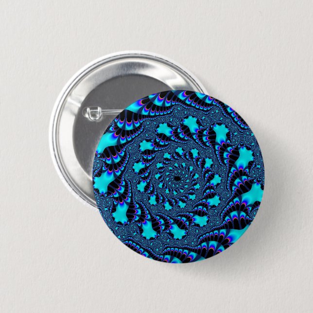 Macaron Rond 5 Cm Spirale tourbillon turquoise (Devant & derrière)