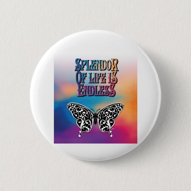 Macaron Rond 5 Cm Splendeur de vie avec papillon (Devant)